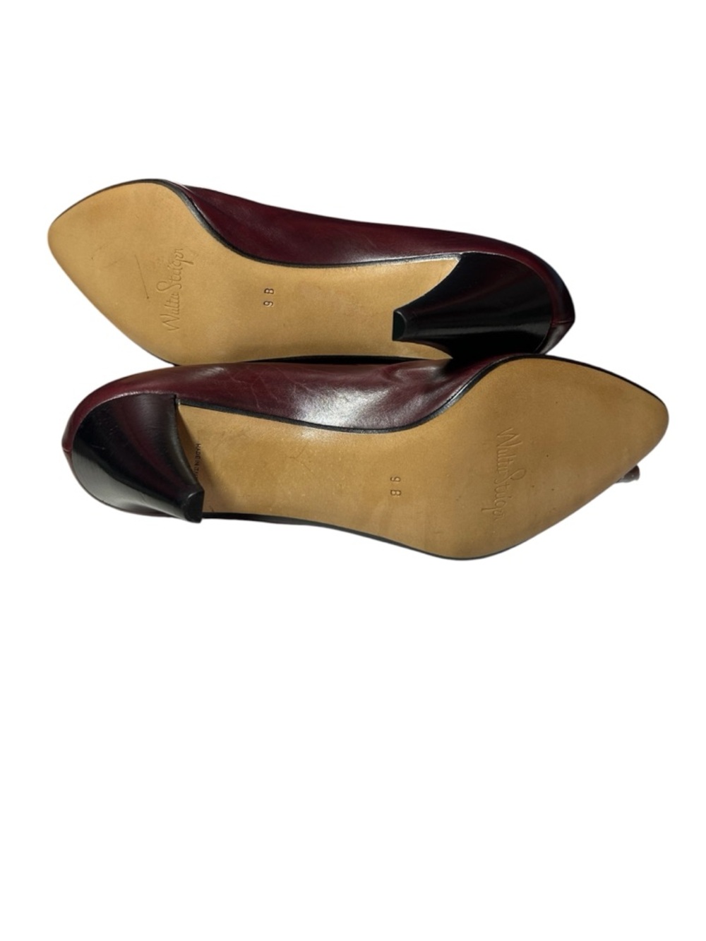 Walter Steiger Vintage Luxury Burgundy Pointed Patent Leather Banana Heels - Picture 8 of 8